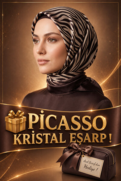Picasso Silk-Look Brown Crystal Scarf – Twill Stylish Design 90X90