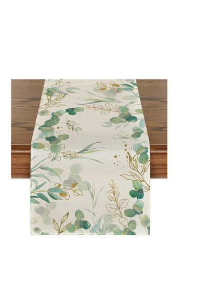 Artoid Fata de masa decorativa Artoid, 40 x 180 cm, model cu frunze verzi, po...