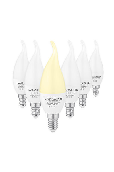 Lawazim 5W LED Candle C37 E14 Bulbs 6 Pack 3000K Warm White 20,000 Hours for ...