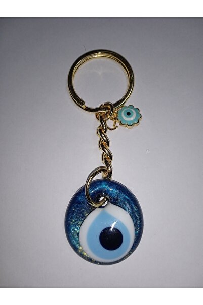 armora tedarik Handmade Chain Glass Keychain with Evil Eye Beads 10 cm