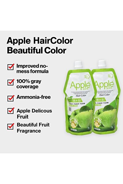 SWİFT Apple Hair Color Cream Chemical free Original Gray Coverage Hair Dye, Natural Black 500x2ml (Apple)