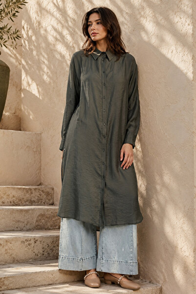 Ceremony Front Buttoned Long Tunic 158 Green