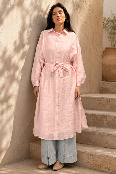 Ceremony Double Layer Belted Nile Tunic 165 Pink