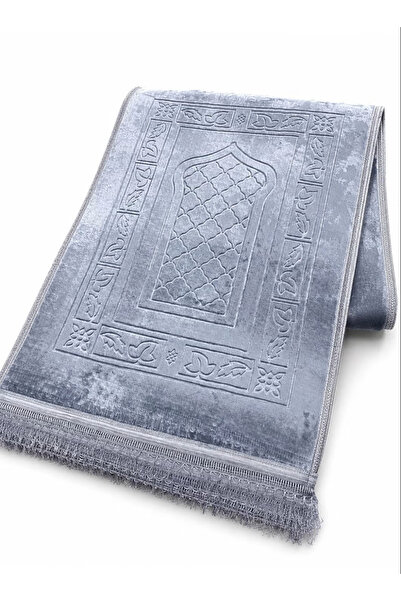 Tala Luxury Velvet Prayer Rug with Embossed Pattern |   Elegant Islamic Desig...