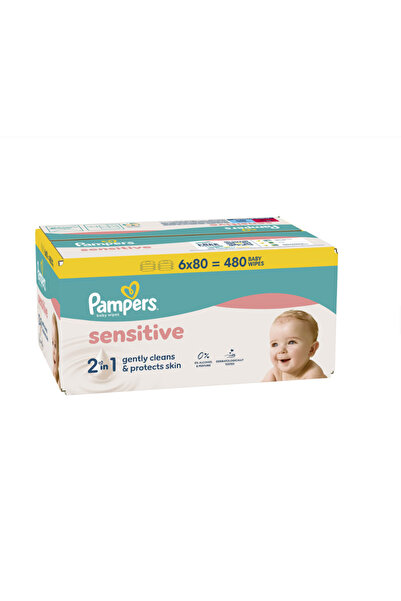 Pampers Sensitive Wet Wipes, 6 packs x 80 wipes, 480 pcs
