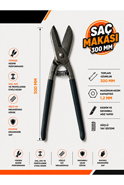 NO BRAND Teneke ve Sac Kesme Makası 300mm Profesyonel Metal Kesme Makası Çeli...