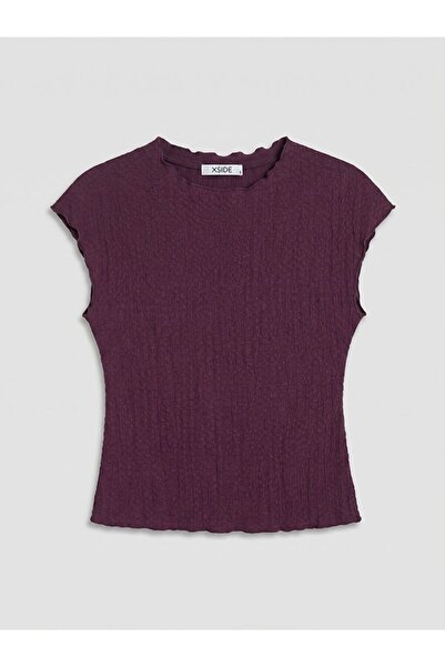 LC Waikiki Crew Neck Ruffled Textured Blouse