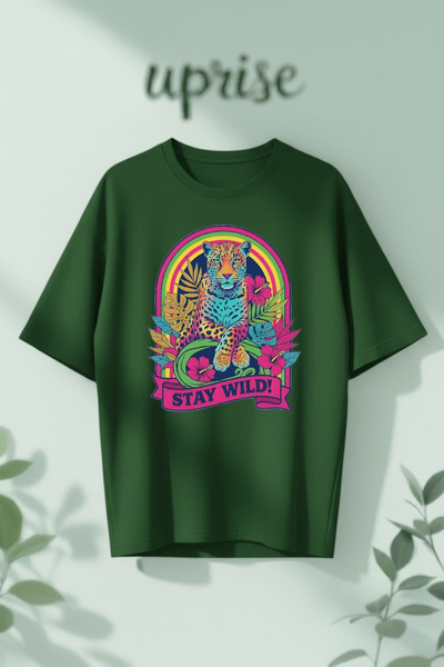 Vordevia Tricou supradimensionat din bumbac cu imprimeu Stay Wild