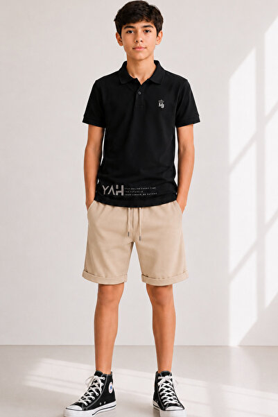 Trend Mix Kids Set dublu pentru băieți 6-15 ani Tricou polo negru Pantaloni s...