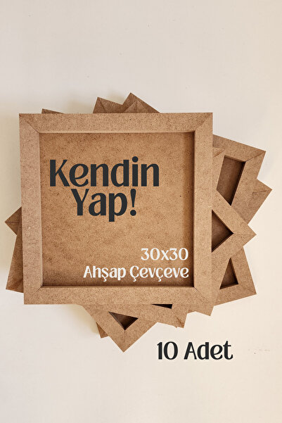 Nart Handicraft 10'lu Boyanabilir Ham MDF Çerçeve 30x30 cm | Ahşap Boyama Akt...