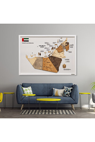 Enjoy The Wood خريطة الإمارات ثلاثية الأبعاد من الخشب على لوحة جدارية جاهزة ل...