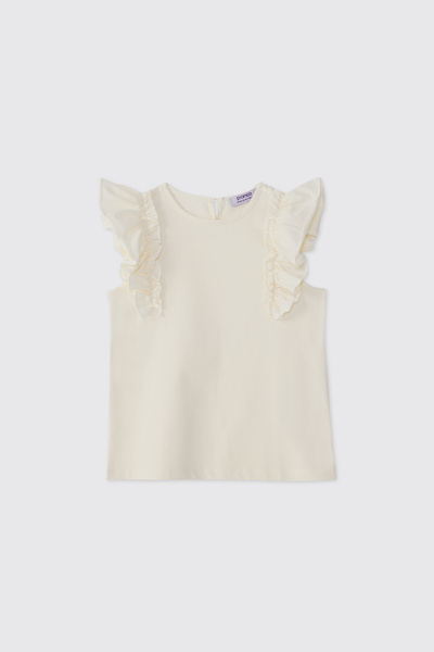 Panço Girl's Short Sleeve Ecru T-Shirt