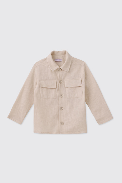 Panço Boy's Beige Buttoned Jacket