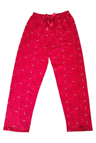 Generic Brand Seasonal Viscose Combed Cotton Trousers with Elastic Waist Red
