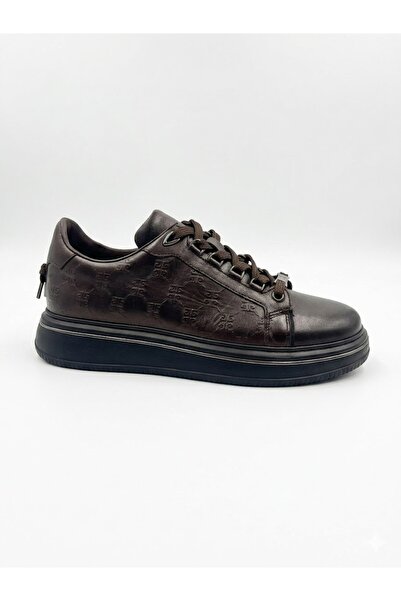 Pierre Cardin Patterned Brown Leather Men's