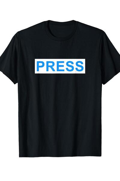yiou trendy clothing تي شيرت رجالي كاجوال بطباعة شارة صحفي فلسطيني