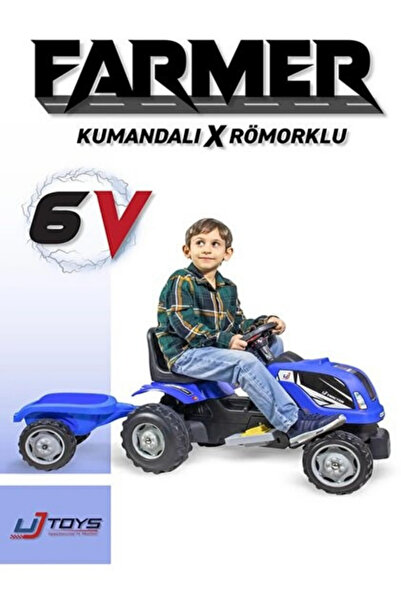 Generic UJ TOYS Römorklu Akülü Traktör 6v