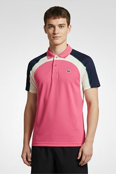 Lacoste Men Regular Fit Short Sleeve Tennis Polo Shirt, Pink