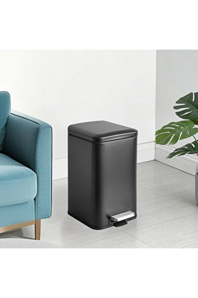 Home Box Ebony Stainless Steel Square Pedal Bin - 12 L