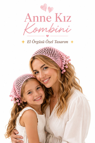 NEHOLİA Mother Daughter Combination Bandana Hand Knitted Hair Band Bohemian S...