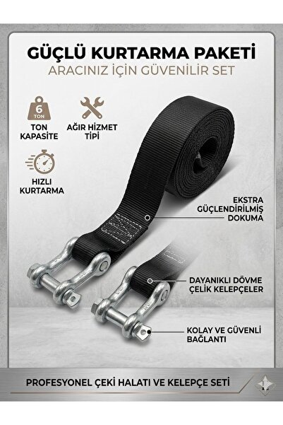 GenelTedarik Çelik Kilitli U-Kancalı Araç Çekme Halatı - Yüksek Dirençli Oto ...