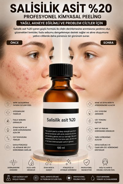 Puredermine Salicylic Acid 20% Professional Chemical Peeling Care for Oily and Acne-Prone Skin Deeply Cleanses Pores