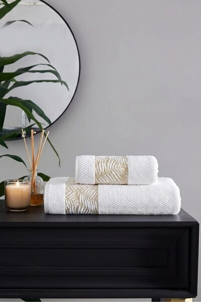 Özdilek Osier Bath Towel Set (50X90Cm - 90X150Cm) - Beige