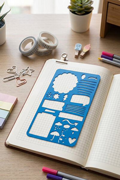Karmelom Studio Riglă cu șablon pentru Bullet Journal cu prognoza meteo