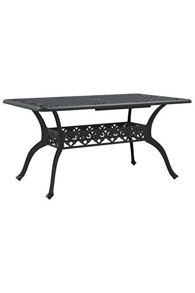 vidaxl Garden table, black, 150x90x72 cm, cast aluminum