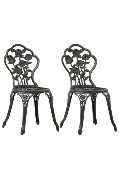 vidaxl Scaune de bistro, 2 buc., bronz, aluminiu turnat