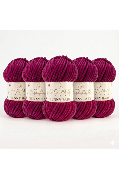 WOLANS Bunny Baby 66 Plum Velvet Knitting Yarn Chenille Yarn Shawl, Blanket, ...
