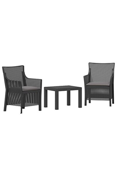 vidaxl Set de lounge cu pernă 3 pcs Antracit PP