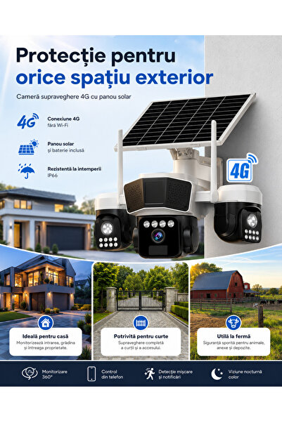 OEM Camera de supraveghere 3in1 cu panou solar, conexiune SIM 4G, 9MP EXTRATE...