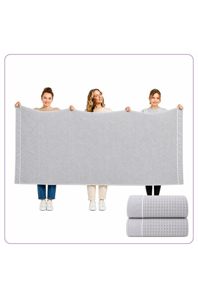 Donetella 2 Pcs Bath Sheet 90x180 cm – 310 GSM Waffle Microfiber, Soft, Absor...