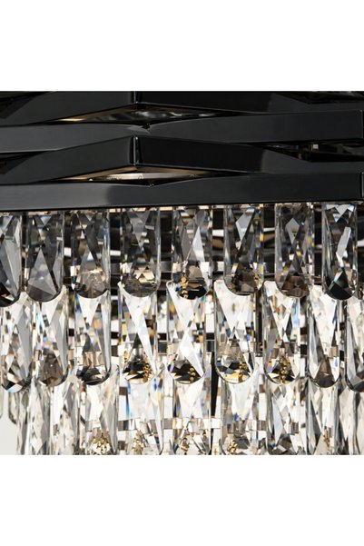 Alessandro DESIGN Candelabru Cristal HEXA Ø30cm 3xE14 Negru Inaltime Reglabila