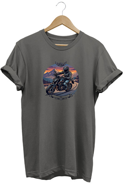 WİDİ Tricou pentru bărbați cu imprimeu motocicletă, design retro vintage, imp...