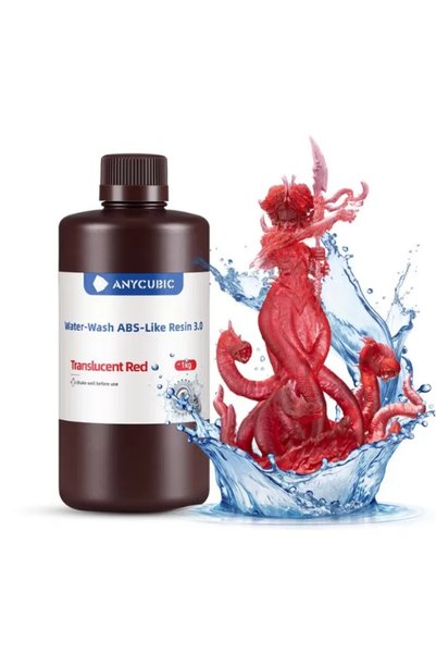 Anycubic Water Wash ABS-Like Resin 3.0 Translucent Kırmızı 1kg