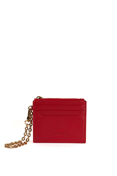 TANGCARF Genuine Leather Chain Women's Card Holder |   Liora 3237 Red