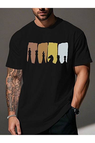 yiou trendy clothing تي شيرت رجالي مجعد بتصميم الشطرنج