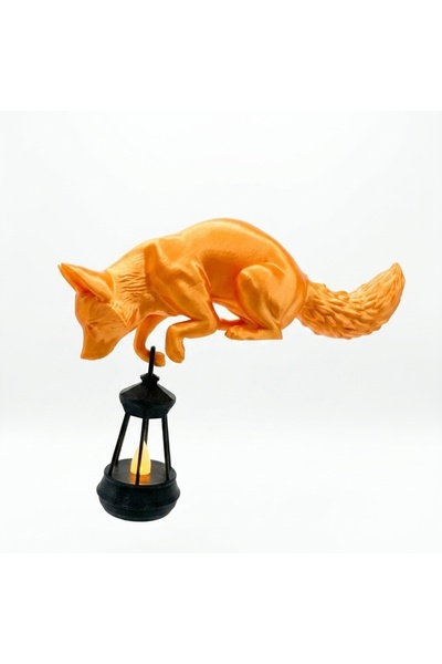 VIBECRAFTS Figurină Decorativă Vulpe cu Mini-Felinar LED – Lumină Caldă de Ve...