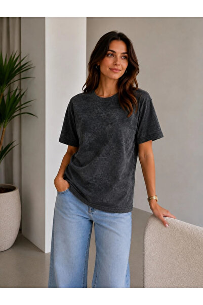 Asmedo Women's Tie-Dye Patterned T-Shirt Crew Neck Short Sleeve Regular Fit T...
