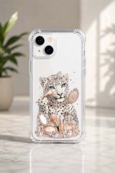 Caseji İphone 15/14 Uyumlu Cute Süslü Kaplan Baskılı Sevimli Telefon Kılıfı M...