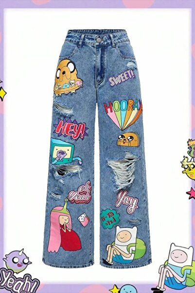 Karakedi Adventure Time Finn and Jake Character Y2K Baggy Pants