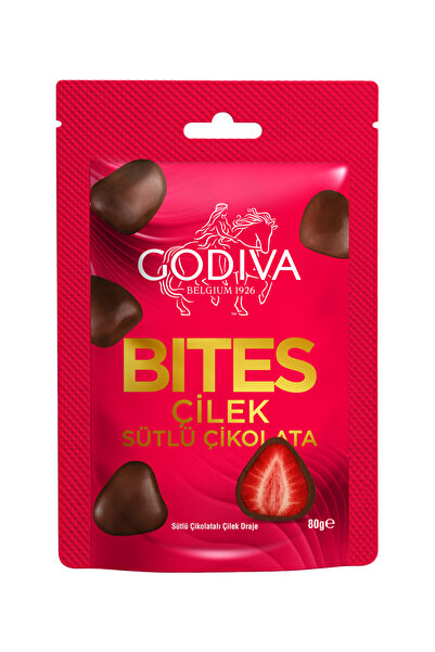 Godiva BITES - Sütlü Çikolatalı Çilek Draje - 80 gram - 14 Adet