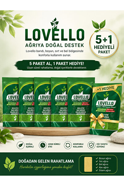 LOVELLO Ginseng Ağrı Bandı 5+1 Hediyeli Kinesio Korea Bandı Isıtıcı Kas ve Ek...