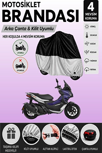 Cemku Double Black Top - Gray Bottom, Rear Bag Compatible Aprilia Leonardo 12...