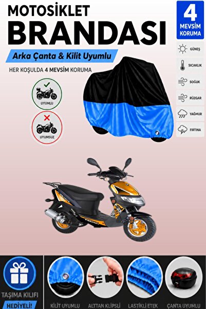 Cemku Double Black Top - Blue Bottom, Rear Bag Compatible Keeway Hurricane Mo...