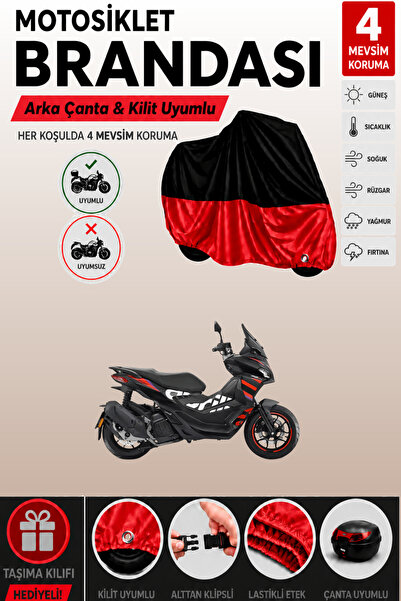 Cemku Double Black Top - Red Bottom, Rear Bag Compatible Aprilia Sr Gt 200 Mo...