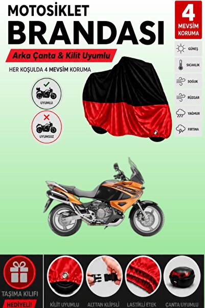 Cemku Double غطاء علوي أسود - سفلي أحمر، غطاء خلفي متوافق مع دراجة هوندا XL 1...