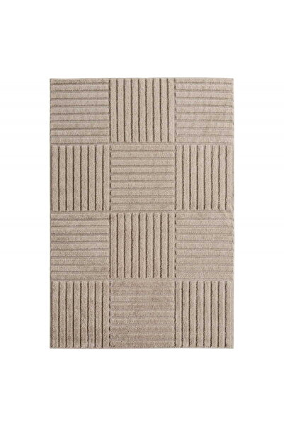 AYYILDIZ Modern 3D Art Rug Beige Squares 240 cm x 340 cm